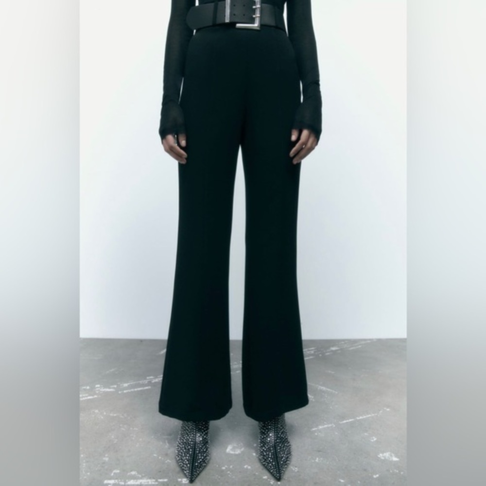 ZARA‎ BELTED FLARE PANTS - Picture 2 of 10